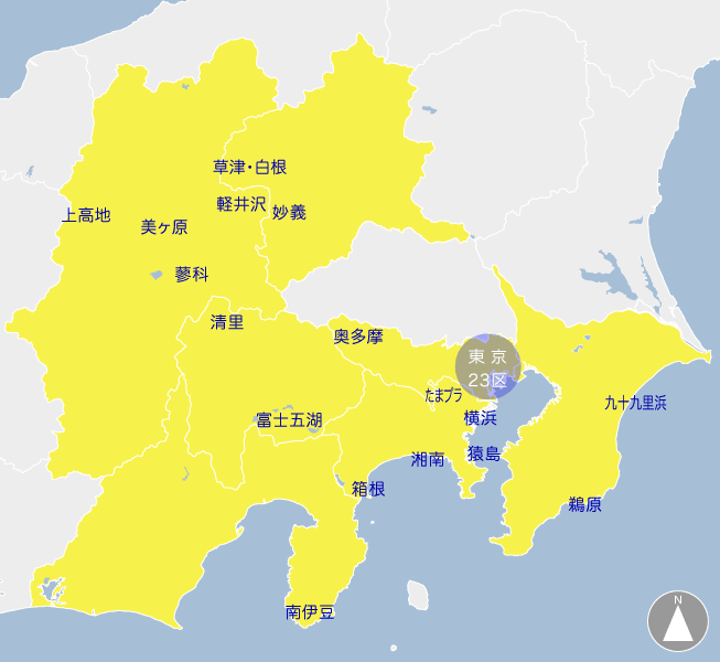 関東/甲信の地図